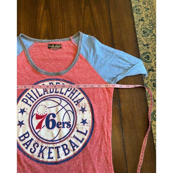 5th & Ocean Philadelphia 76ers NBA Basketball 3/4 Sleeve Top Size Small - Picture 5 of 7